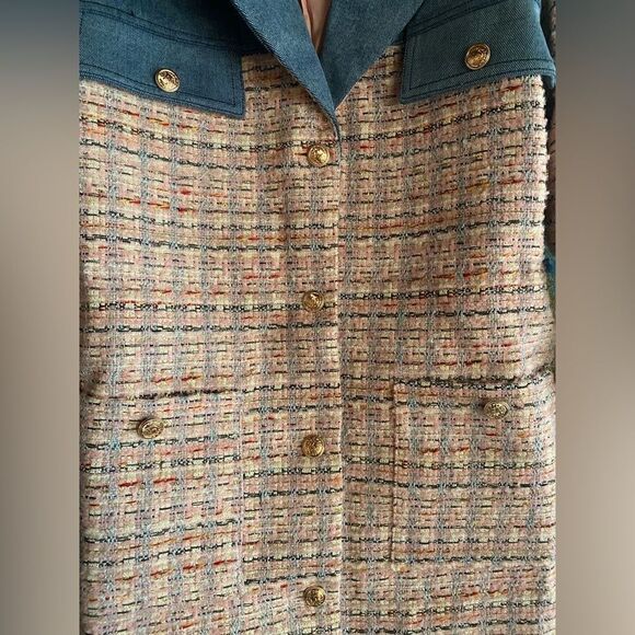 Peekskill Women's denim and tweed-type jacket with gold buttons - Picture 10 of 16